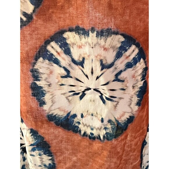 Anthropologie Porridge Skirt Size M Tie Pockets Rust Blue Off White Belt Cotton - Picture 12 of 12